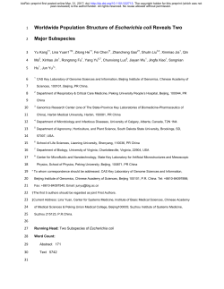 Worldwide Population Structure Of Escherichia coli