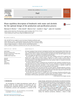 Phase equilibria description of biodiesels with water and alcohols