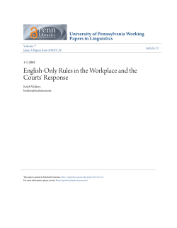 English-Only Rules in the Workplace and the Courts` Response