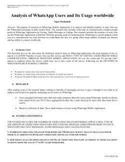 Analysis of WhatsApp Users and Its Usage worldwide