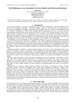 The Healthscape as an Antecedent to Service Quality and