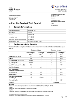 Indoor Air Comfort Test Report