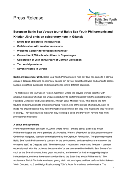 Press Release - Baltic Sea Philharmonic