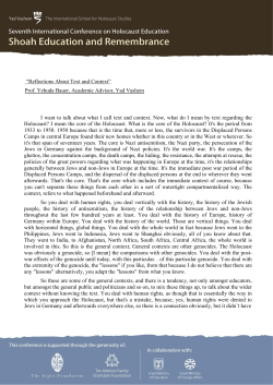 1 &ldquo;Reflections About Text and Context&rdquo; Prof. Yehuda