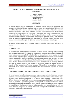 ON THE LOGICAL ANALYSIS OF THE FOUNDATIONS OF VECTOR