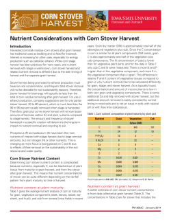 Nutrient Considerations with Corn Stover Harvest