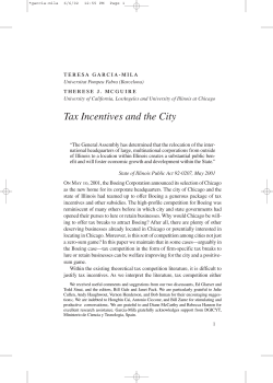 Tax Incentives and the City
