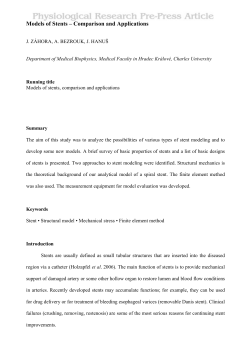 Models of stents, the comparison of these models