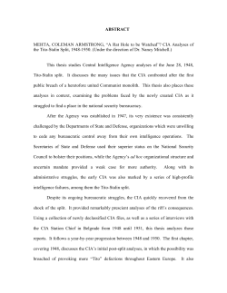 CIA Analyses of the Tito-Stalin Split