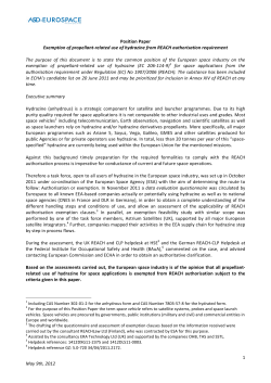 REACH Hydrazine position paper