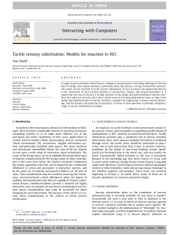 Tactile sensory substitution: Models for enaction in HCI