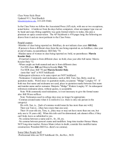 Class Notes Format Style - St. Lawrence University