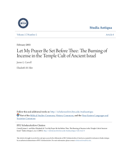 The Burning of Incense in the Temple Cult of Ancient Israel