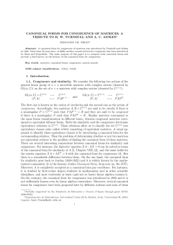 CANONICAL FORMS FOR CONGRUENCE OF