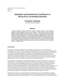 Individual and Institutional Contributors to Research in Accounting