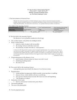 Kant II: Towards Perpetual Peace or, The Dutch Innkeeper`s Joke I