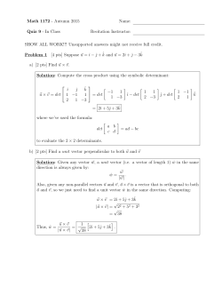 Math 1172 - Autumn 2015 Name: Quiz 9