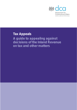 Tax Appeals A guide to appealing against decisions of the Inland