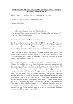 Free Movement of Persons: A Seminar on the Possibility of Britain