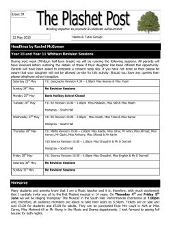 May 2015 - Plashet School