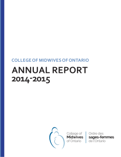 CMO 2014-2015 Annual Report - College of Midwives of Ontario
