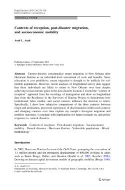 Contexts of reception, post-disaster migration, and socioeconomic