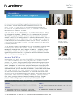 The JOBS Act: An Overview and Investor Perspective