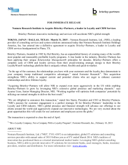 Nomura Research Institute to Acquire Brierley+Partners, a leader in