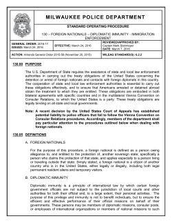 FOREIGN NATIONALS/DIPLOMATIC IMMUNITY
