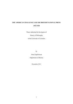 1925-1930 Thesis submitted for the degree of Master of Philosophy at