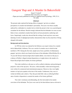 Gangsta` Rap and A Murder In Bakersfield