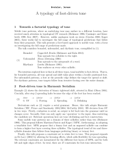 A typology of foot-driven tone
