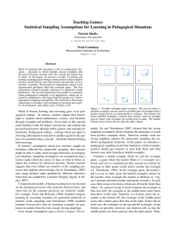 Teaching Games: Statistical Sampling Assumptions for Learning in