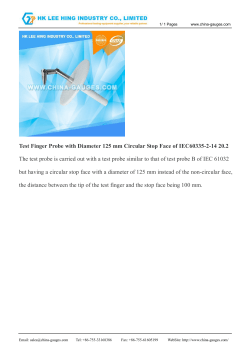 Test Finger Probe with Diameter 125 mm Circular Stop Face of