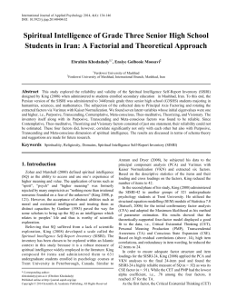 Spirituality, Religiosity, Domains, Spiritual Intelligence Self