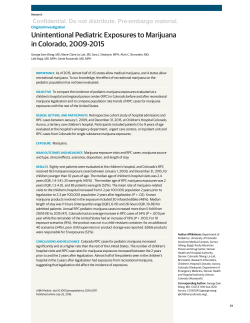 Unintentional Pediatric Exposures to Marijuana in
