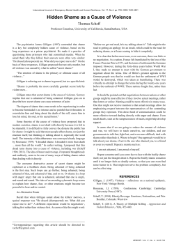 Hidden Shame as a Cause of Violence