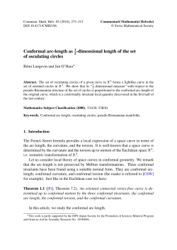 Conformal arc-length as 1 -dimensional length of the set of