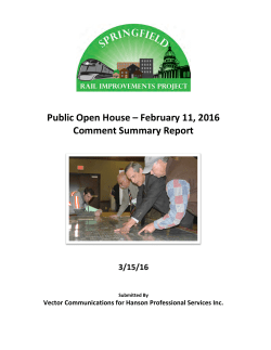 Open House #2 Comment Summary - Springfield Rail Improvements
