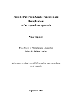 Prosodic Patterns in Greek Truncation and Reduplication