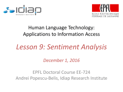 Sentiment analysis - Idiap Research Institute