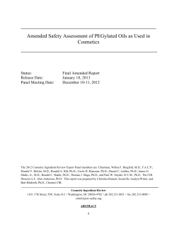 Amended Safety Assessment of PEGylated Oils as Used in Cosmetics