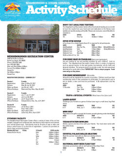 Activity Schedule - City of North Las Vegas