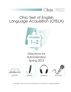 Grades 1-2 DFAM - ODE Test Document Resources