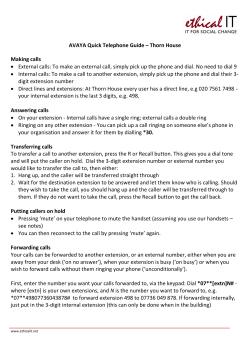 AVAYA Quick Telephone Guide &ndash; Thorn House Making calls