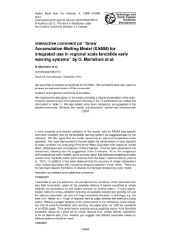 Interactive comment on &ldquo;Snow Accumulation