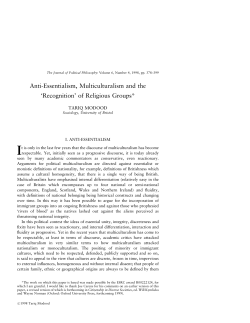 Anti-Essentialism, Multiculturalism and the