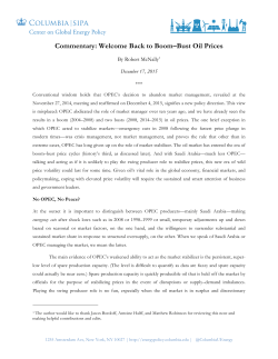 Commentary- Welcome Back to Boom&ndash;Bust Oil Prices
