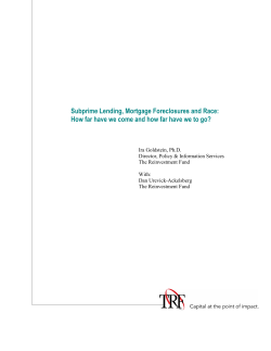 Subprime Lending, Mortgage Foreclosures and Race