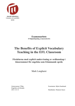 The Benefits of Explicit Vocabulary Teaching in the EFL Classroom